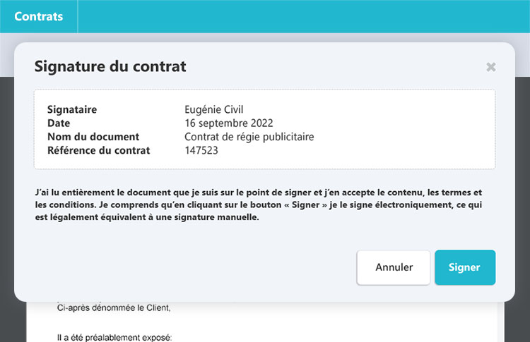 Signature electronique des contrats